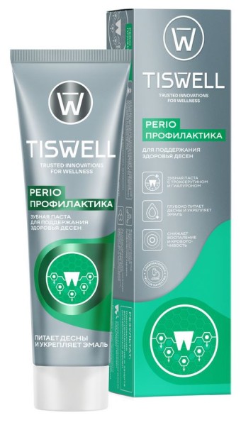 Изображение товара Зубная паста Tiswell с троксерутином и гиалуроном PERIO Профилактика 110г Зубная паста Tiswell с троксерутином и гиалуроном PERIO Профилактика 110г фотография