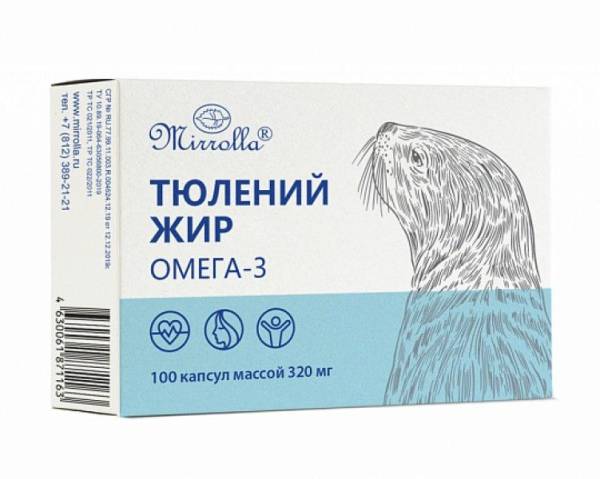 Изображение товара Тюлений жир Омега-3 Мирролла 100 капсул Тюлений жир Омега-3 Мирролла 100 капсул фотография